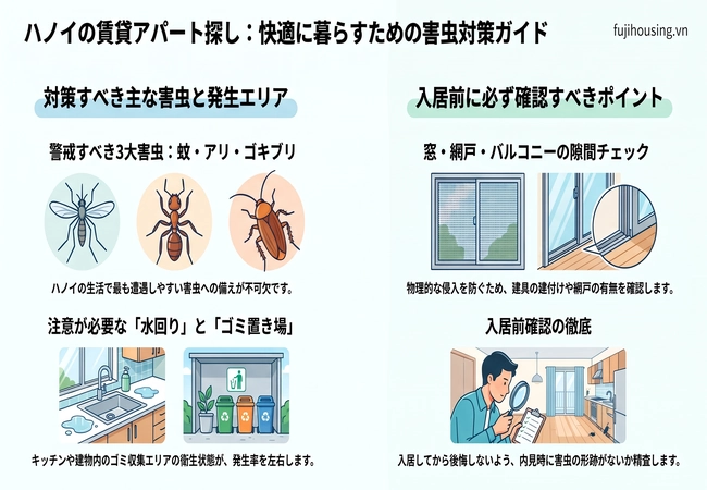 ハノイ賃貸アパートの虫・害虫対策チェックリスト|日本人向け内見・入居前確認ガイド