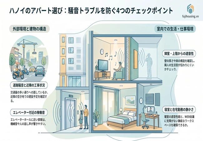 ハノイ賃貸アパートの騒音・防音チェックリスト|日本人向け静かな住まい選びガイド
